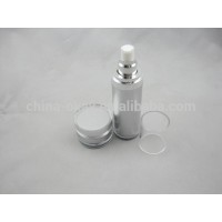 matte silver cosmetic containers for lotion and cream